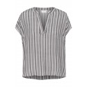 Kaffe KAanja Blouse - Sort stribet bluse 10510118 Black/chalk stripe