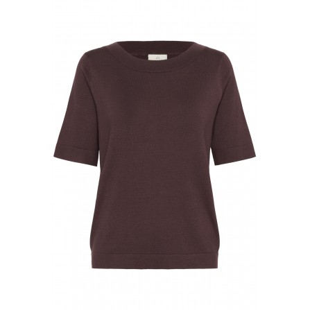 Kaffe KAlizza boatneak solid pullover - Vinrød strik 10510252 Fudge