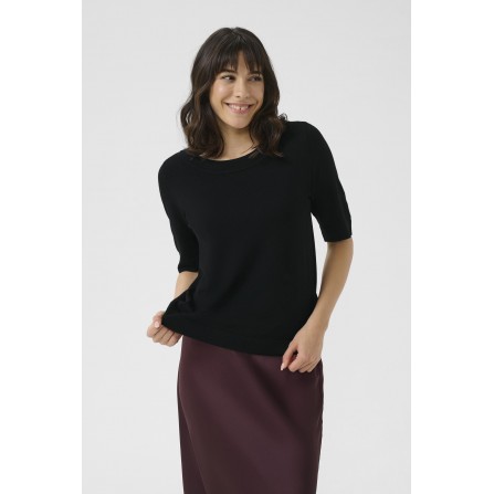 Kaffe KAlizza boatneak solid pullover - Sort strik 10510252 Black Deep