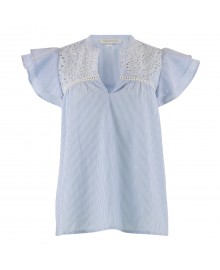 CONTINUE Christel Solid Top - Lyseblå stribet bluse 14923 Blue Stripe