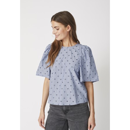 Co'Couture TrixieCC Dot Blouse - Blå stribet bluse 35873 Blue