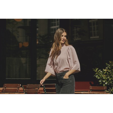 Co'Couture ViolaCC SS Shirt - Lyserød skjorte med pink stribe 35896 Pale Pink