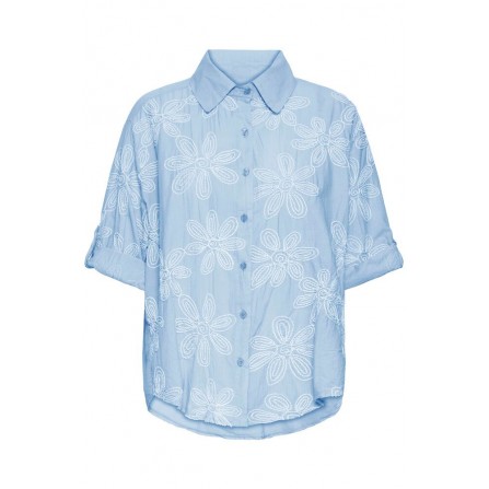 Fransa FRANTONIA SH 1 - Lyseblå skjorte 20616374 Cashmere Blue W. white embroidery