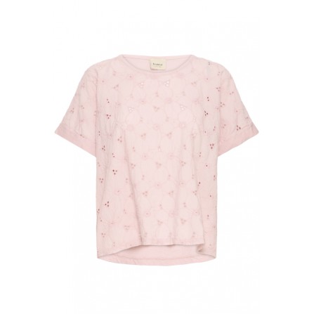 Fransa FRDEBORANA TEE 1 - Rosa t-shirt med broderie anglaise 20616375 Rose Smoke