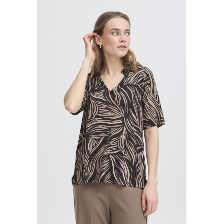 Fransa FRLORA TEE 6 - Brun/sort printet t-shirt 20615879 Black art