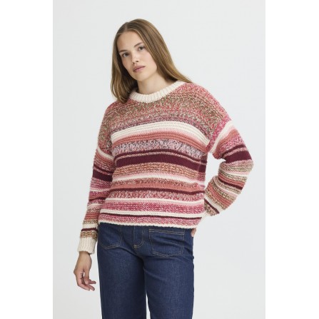 Pulz PZRANI LS Pullover - Rosa stribet strik 50209110 Rosa Knitted Stripe