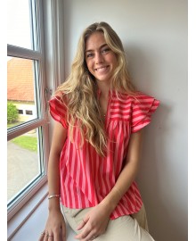 CONTINUE Christel Red Stripe - Rød stribet bluse 14929 Stribe Pink