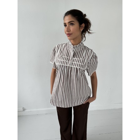 CONTINUE Isabella brown s - Brun stribet skjorte 14951 Brown stripe