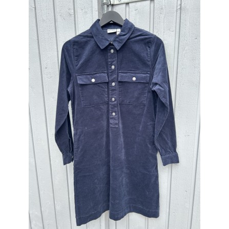 Pulz PZSALLY LS Placket Dress - Marine fløjls kjole 50208445 Dark Saphire - Blue