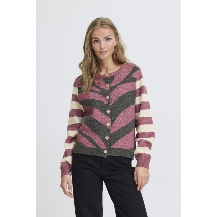 ICHI IHLIVONI CA2 - Bordeaux mønsteret cardigan 20124480 Maroon Combi