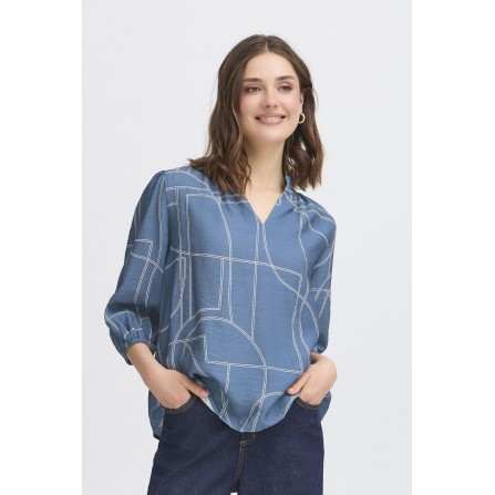 Fransa FRDAPHNE BL 1 - Blå printet bluse 20616078 Bering Sea ART