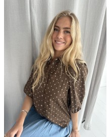 CONTINUE Alicia Small Dot - Brun prikket skjorte 14944 Brown Dot