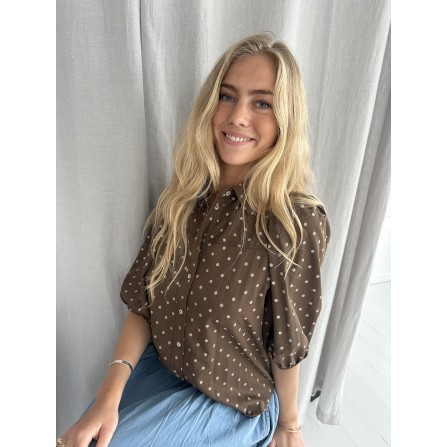 CONTINUE Alicia Small Dot - Brun prikket skjorte 14944 Brown Dot