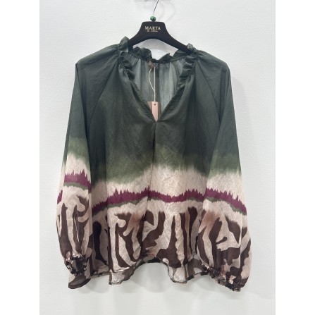 Marta MdcBelladonna Shirt - Grøn printet skjorte 003 Military
