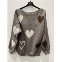 MARTA MdcAmarante Knit - Brun strik med hjerter 64023 Fango