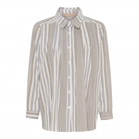 Marta MdcIsolde Shirt - Beige stribet skjorte 7400 MoroVar4