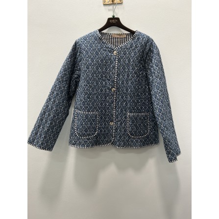 MARTA MdcAvril Jacket - Blå printet jakke 86567 Navy