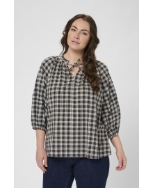 Kaffe Curve KCelina Blouse - Ternet bluse 10583644 Black/grey Check