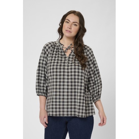 Kaffe Curve KCelina Blouse - Ternet bluse 10583644 Black/grey Check