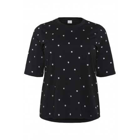 Kaffe Curve KChelena T-shirt - Sort t-shirt med nitter 10583637 Black Deep
