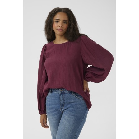 Kaffe Curve KCviva Blouse - Vinrød bluse 10583705 Windsor Wine