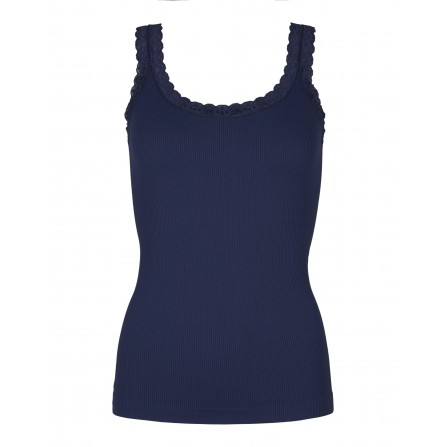 Tim&Simonsen Frida Rib Top - Marineblå rib top med blonde 217 Blu