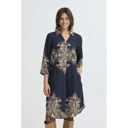 Fransa FRADARA DR 3 - Marine kjole med print 20616353 Navy Blazer Mix