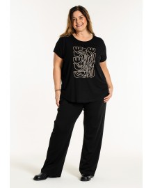 Gozzip GGitte T-shirt v/print - Sort t-shirt G255082 Black