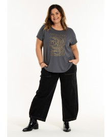 Gozzip GGitte T-shirt v/print - Grå t-shirt G255082 Grey