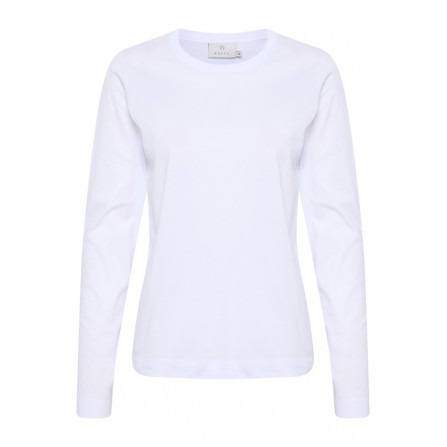 Kaffe KAmarin LS T-shirt - Hvid langærmet basic t-shirt 10505902 Optical White