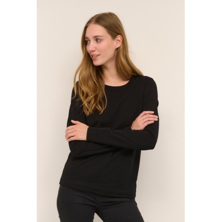 Kaffe KAmarin LS T-shirt - Sort langærmet basic t-shirt 10505902 Black Deep