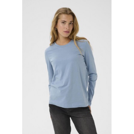 Kaffe KAmarin LS T-shirt - Blå langærmet basic t-shirt 10505902 Windward Blue