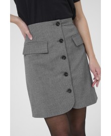 Kaffe KAellie Skirt - Grå stribet nederdel 10510553 Grey Melange/ Chalk Stripe