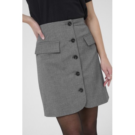 Kaffe KAellie Skirt - Grå stribet nederdel 10510553 Grey Melange/ Chalk Stripe
