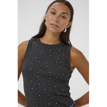 Kaffe KAcarna Rhinstone Top - Sort top med nitter 10510590 Black Oyster