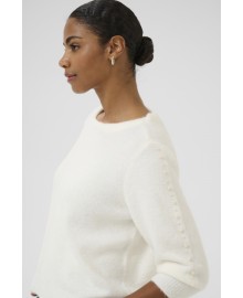 Kaffe KAbetty Pullover - Hvid strik med perler 10510632 Chalk CC