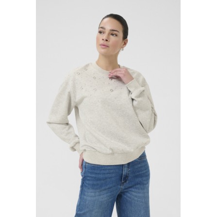 Kaffe KAvivian sweatshirt - Grå sweatshirt med ringe 10510664 Grey Melange