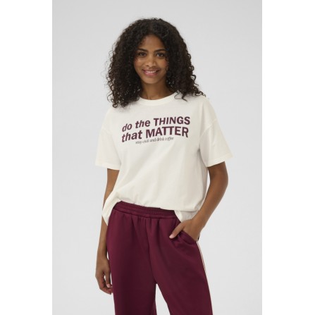 Kaffe KAelly T-shirt - Hvid t-shirt med print 10510666 Chalk