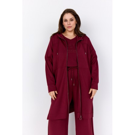 Wasabi WA-SABINA 2 - Vinrød lang cardigan W20015 Dark Red