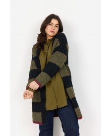 Wasabi WA-JOLIE 2 - Stribet cardigan W30042 Dark Olive Mel.