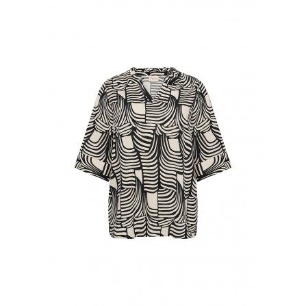 Wasabi WA-LOVIS 2 - Sort printet bluse W10470 Black Combi