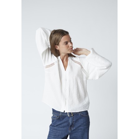 Co'couture ShinaCC Lace v-shirt - Off white skjorte 35923 Off white