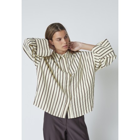 Co'couture OxanaCC  Shirt - Stribet skjorte 45041 Dark Brown