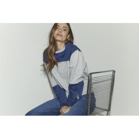 Co'couture CandizCC Denim Mix Shirt - Sweat med denim 37044 Grey Melange