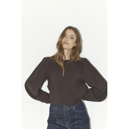 Co'couture ShinaCC Pintuck Blouse - Brun bluse 35921 Dark Brown