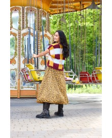 Black Colour BCABBIE SKIRT - Gul leopard nederdel 40728 Mustard Leo