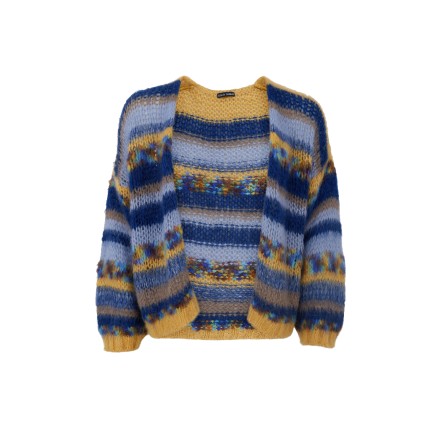 Black Colour BCFONTANA Multi Striped Cardigan - Blå/gul cardigan 1221 Blue