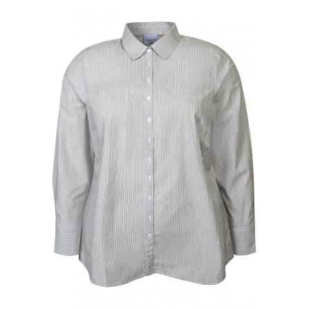 Zhenzi Zh-Sofi 1064-Blouse L/S - Grøn stribet skjorte med sten 201064 Stone Green