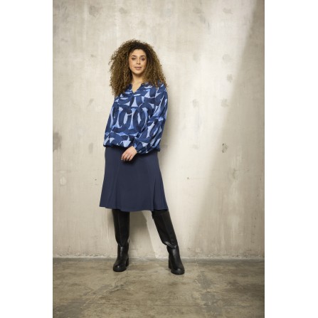 Zhenzi Zh-Sini 1058 Blouse L/S - Blå printet bluse 201058 True Blue