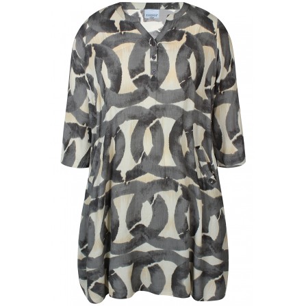 Zhenzi Zh-Sini 1059-Dress 3/4 - Army grøn printet kjole 201059 Army way